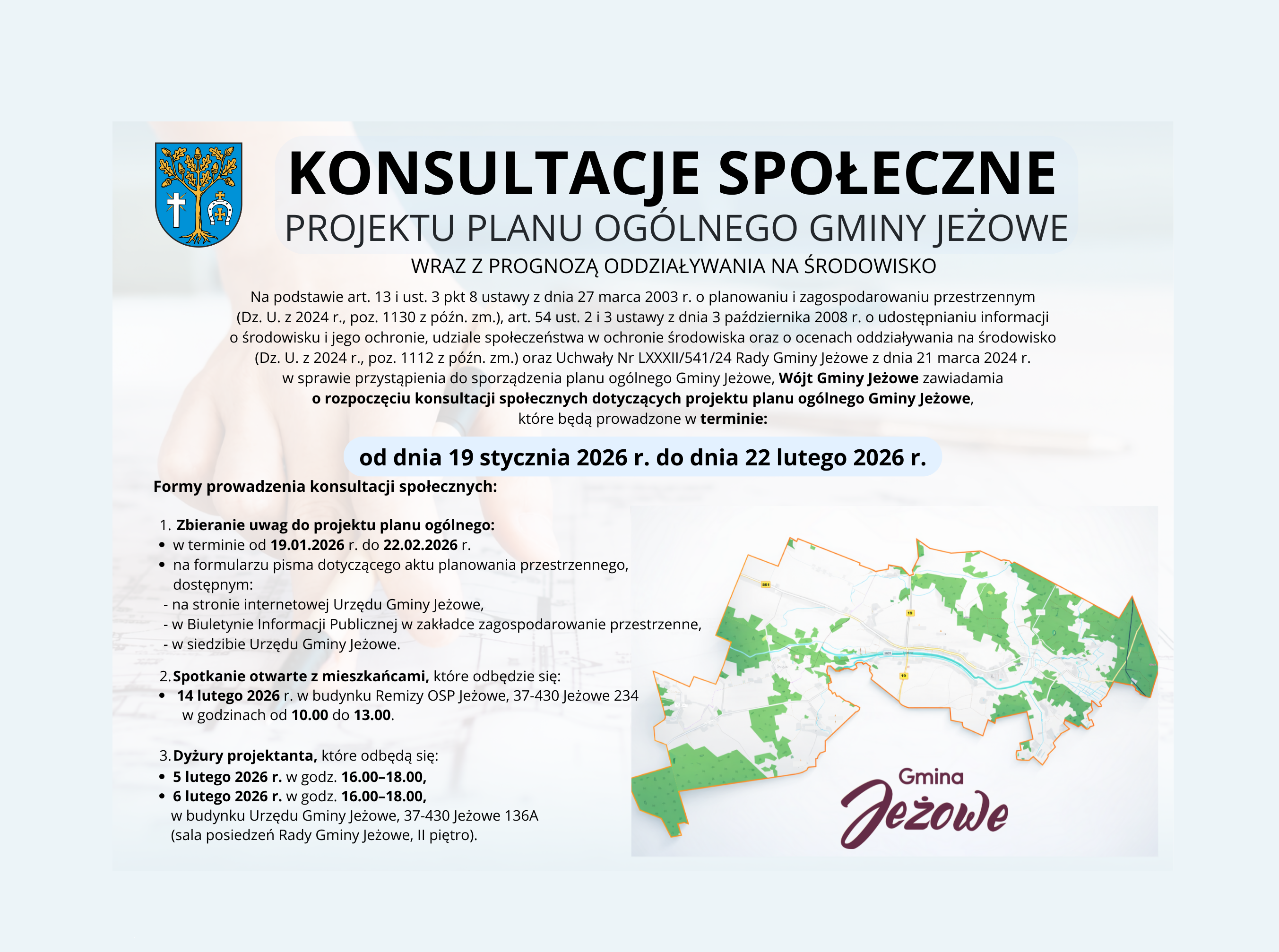 Uwaga! Konsultacje społeczne projektu Planu Ogólnego wraz z prognozą oddziaływania na środowisko