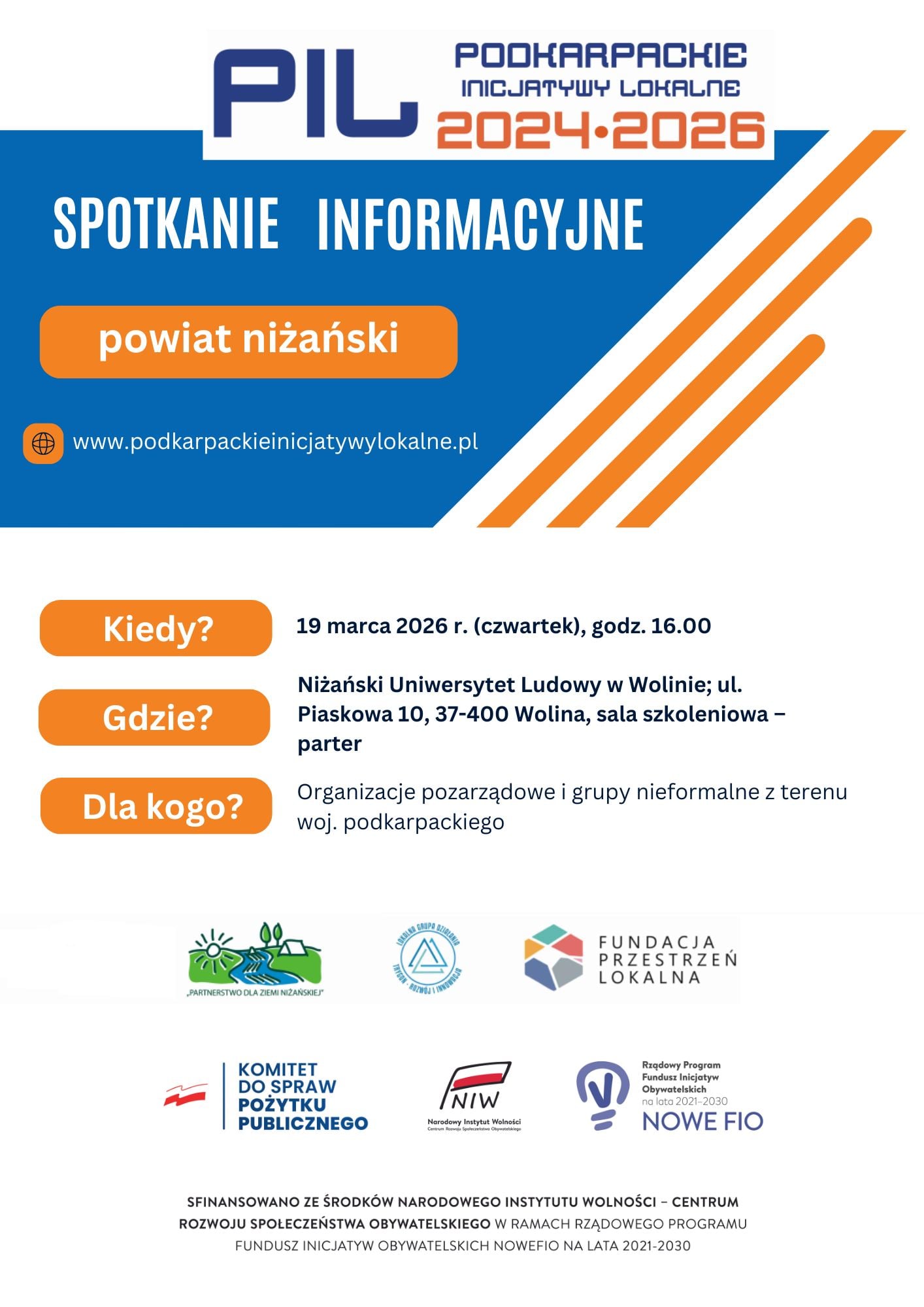 Ogłoszenie o projekcie  „Podkarpackie Inicjatywy Lokalne 2024- 2026”