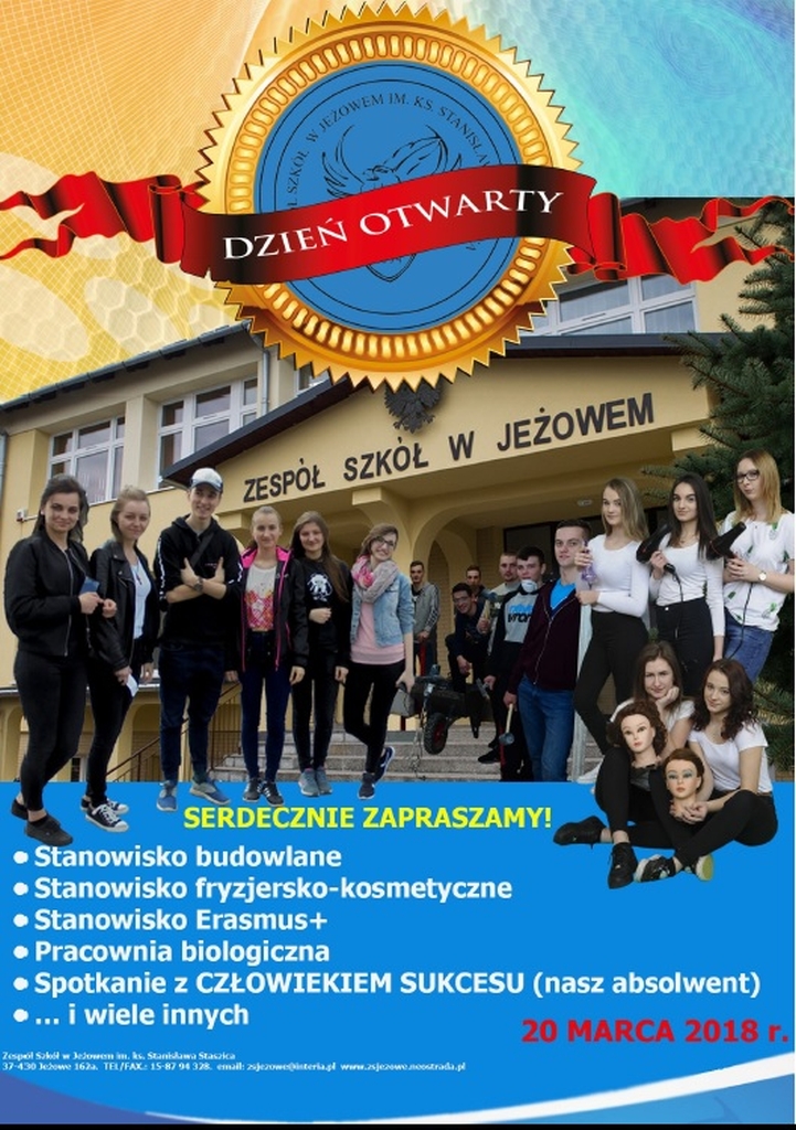 Dzień Otwarty w Zespole Szkół w Jeżowem - zaproszenie