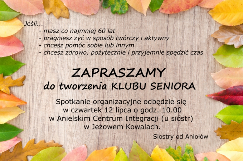 Siostry od Aniołów tworzą Klub Seniora