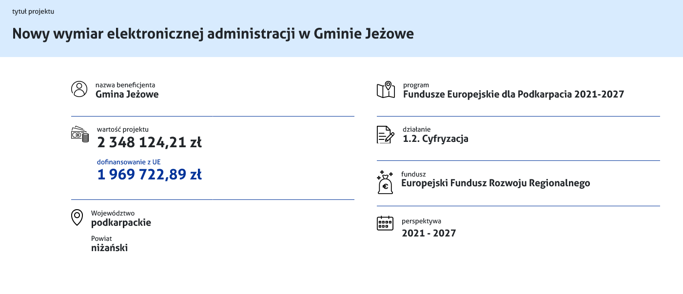  Zawarcie umowy na realizację zadania pn. „Nowy wymiar elektronicznej administracji w Gminie Jeżowe”