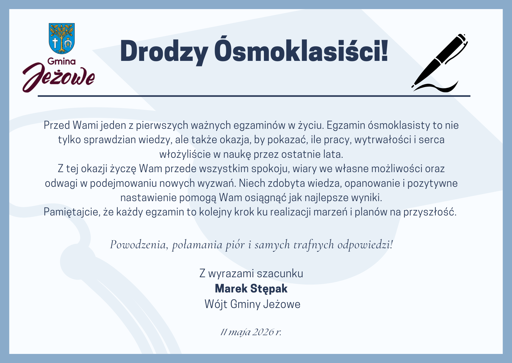 Drodzy Ósmoklasiści!