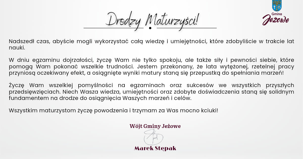 Powodzenia na majowych maturach!