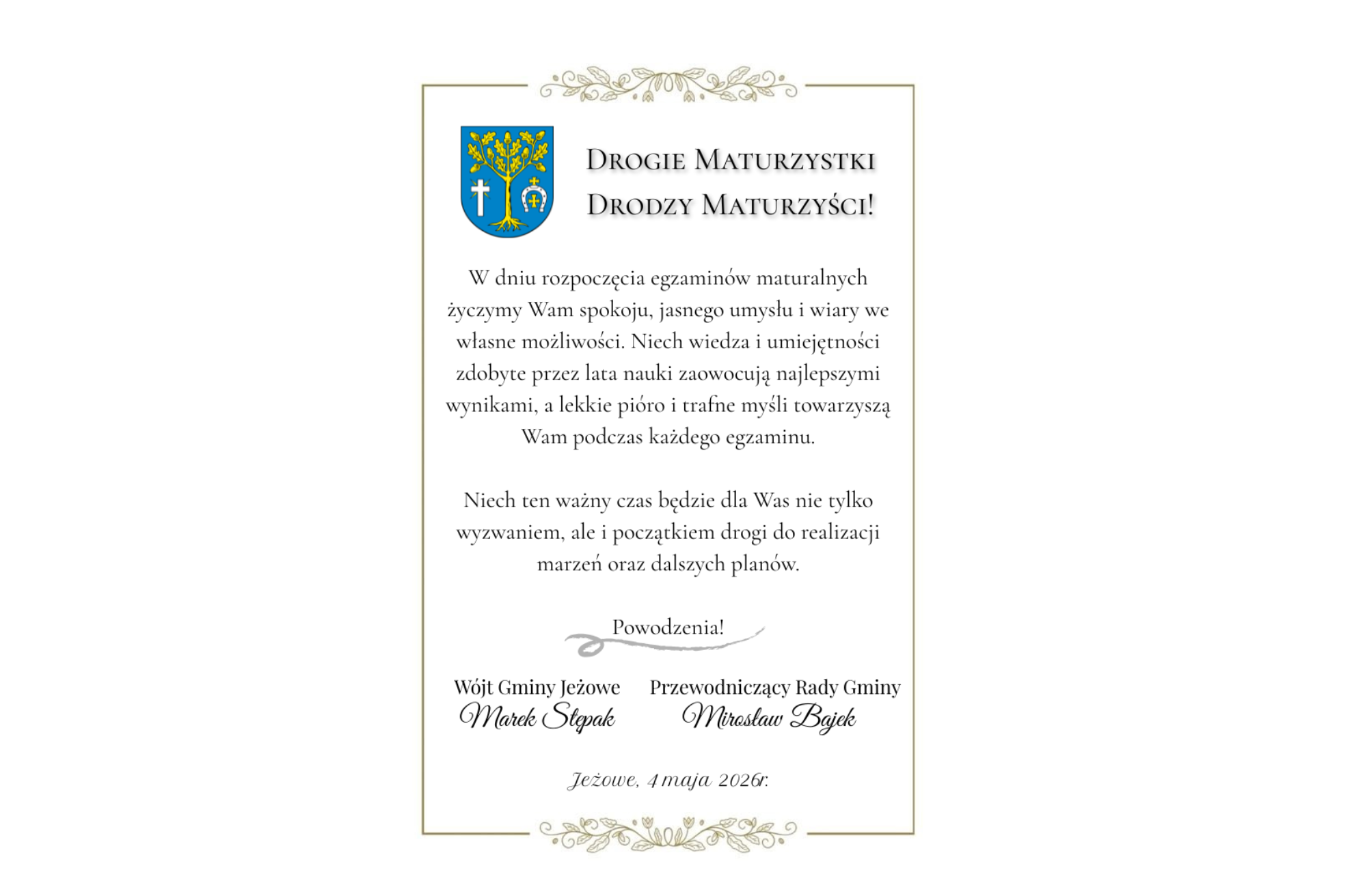 Życzenia dla Maturzystów 2026