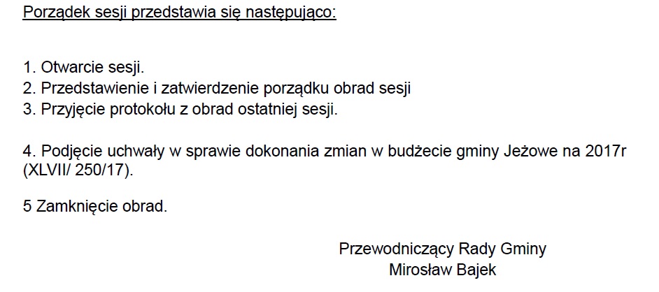47 sesja Rady Gminy - zaproszenie