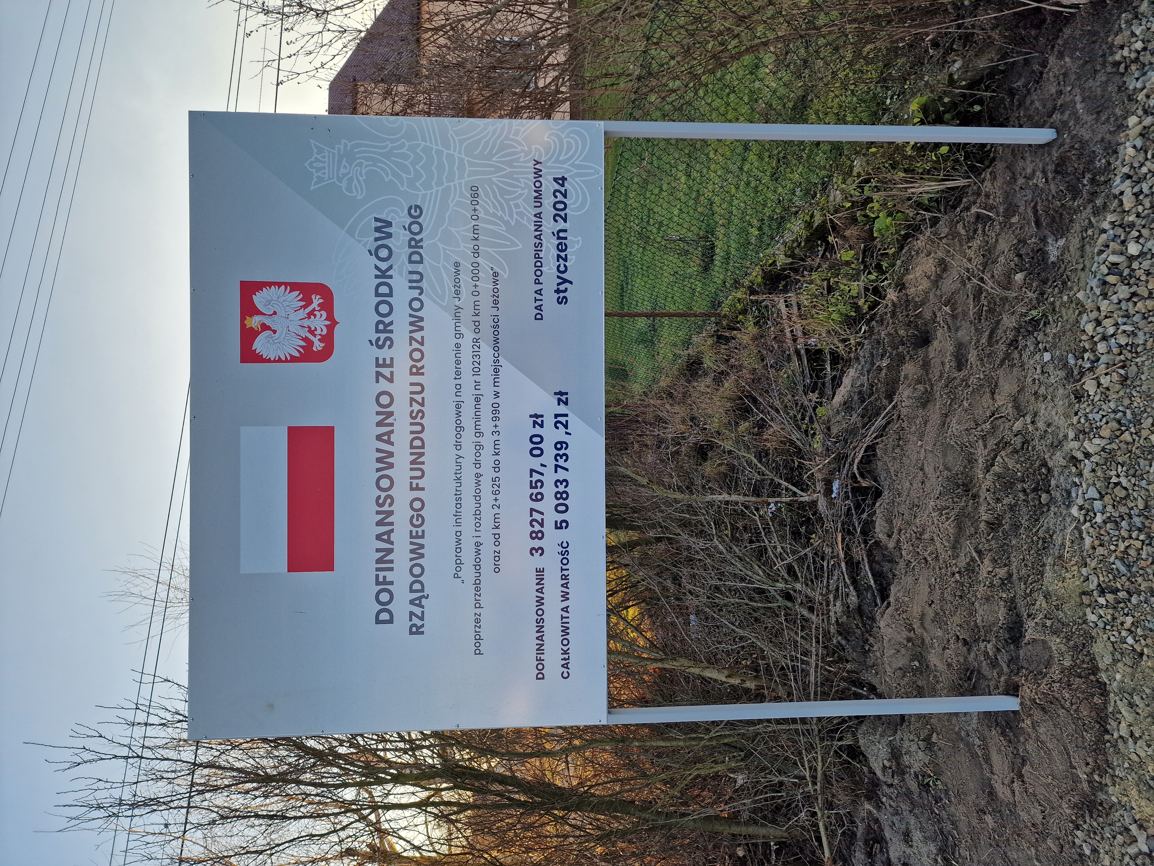 Poprawa infrastruktury drogowej na terenie gminy Jeżowe poprzez przebudowę i rozbudowę drogi gminnej nr 102312R od km 0+000 do km 0+060 oraz od km 2+625 do km 3+990 w miejscowości Jeżowe