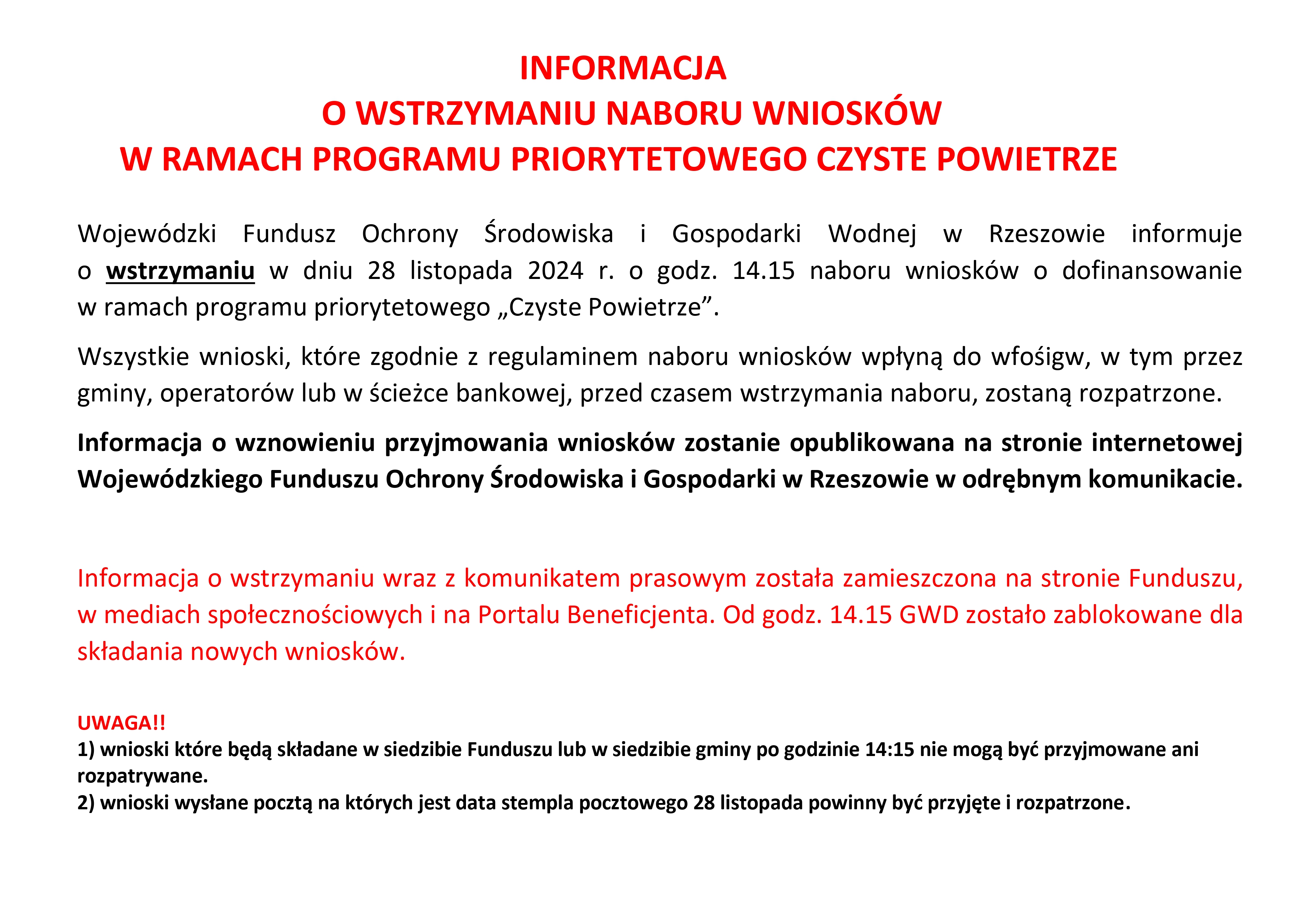 Nabór wniosków na "Czyste Powietrze" wstrzymany!