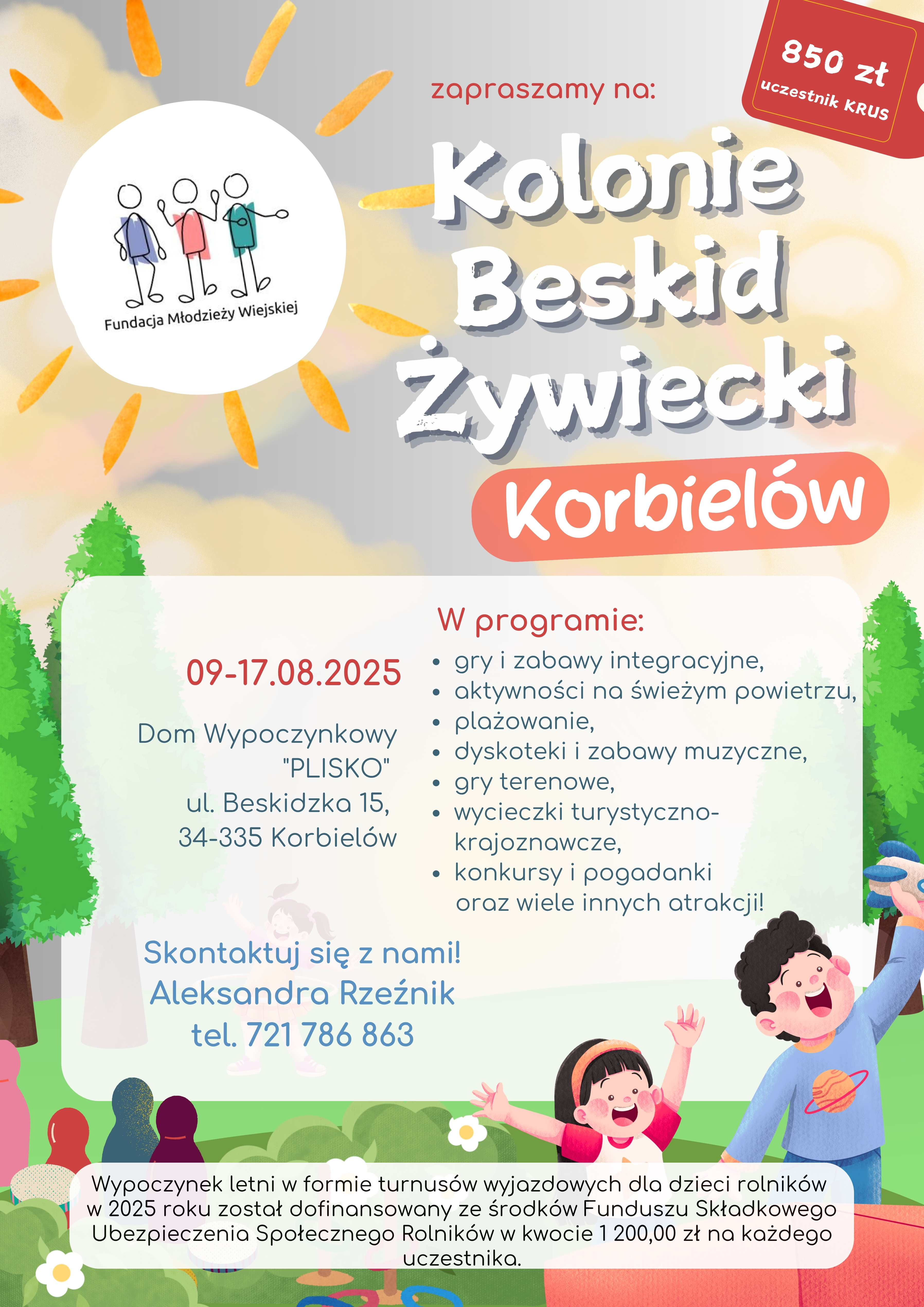 Kolonia letnia dla dzieci z dofinansowaniem z KRUS